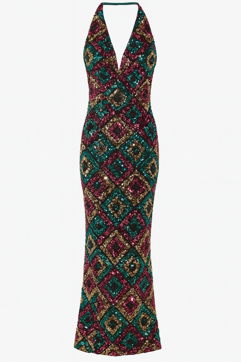 Mirage Mosaic Sequin Halter Gown