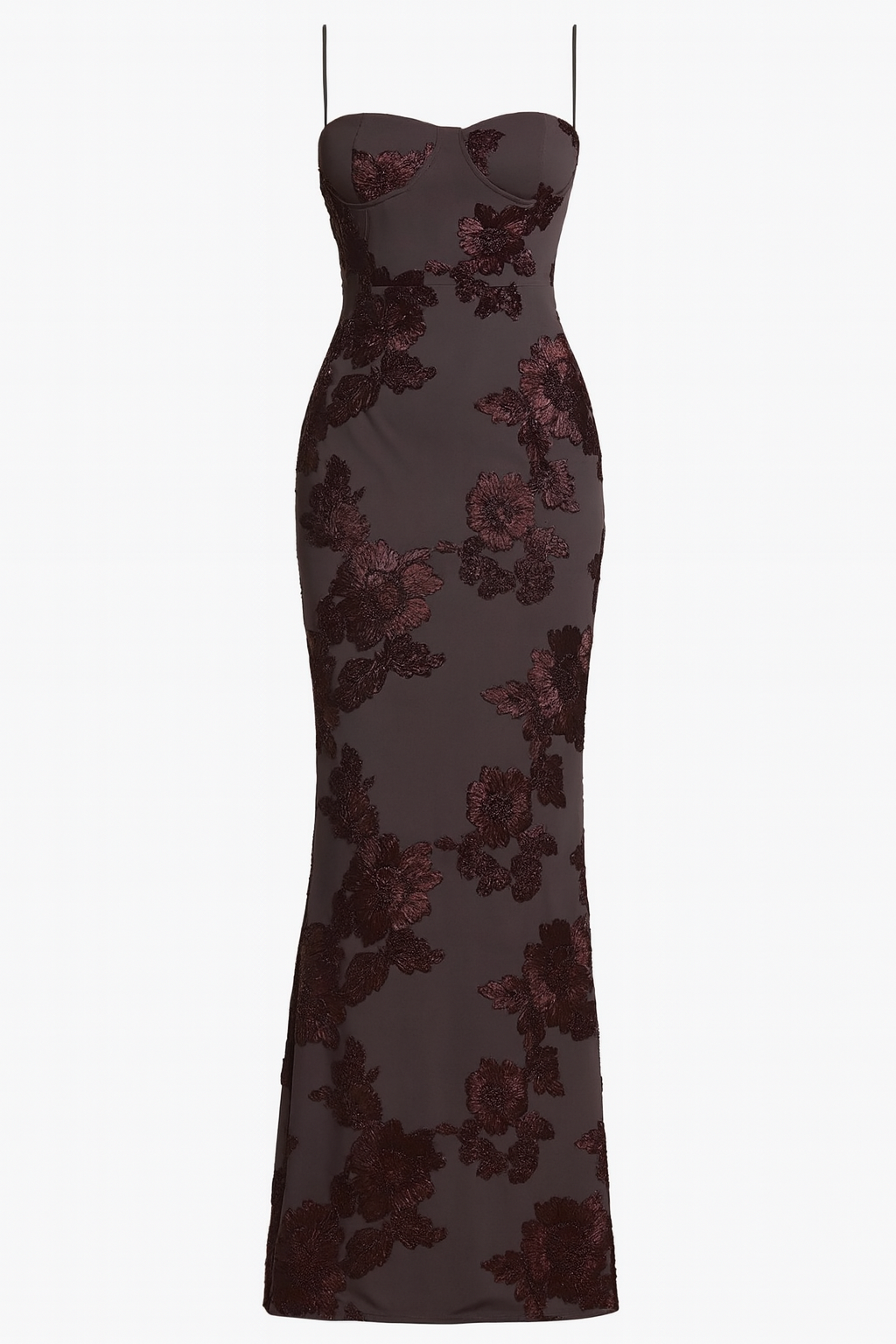 Valeria Velvet Floral Gown Espresso