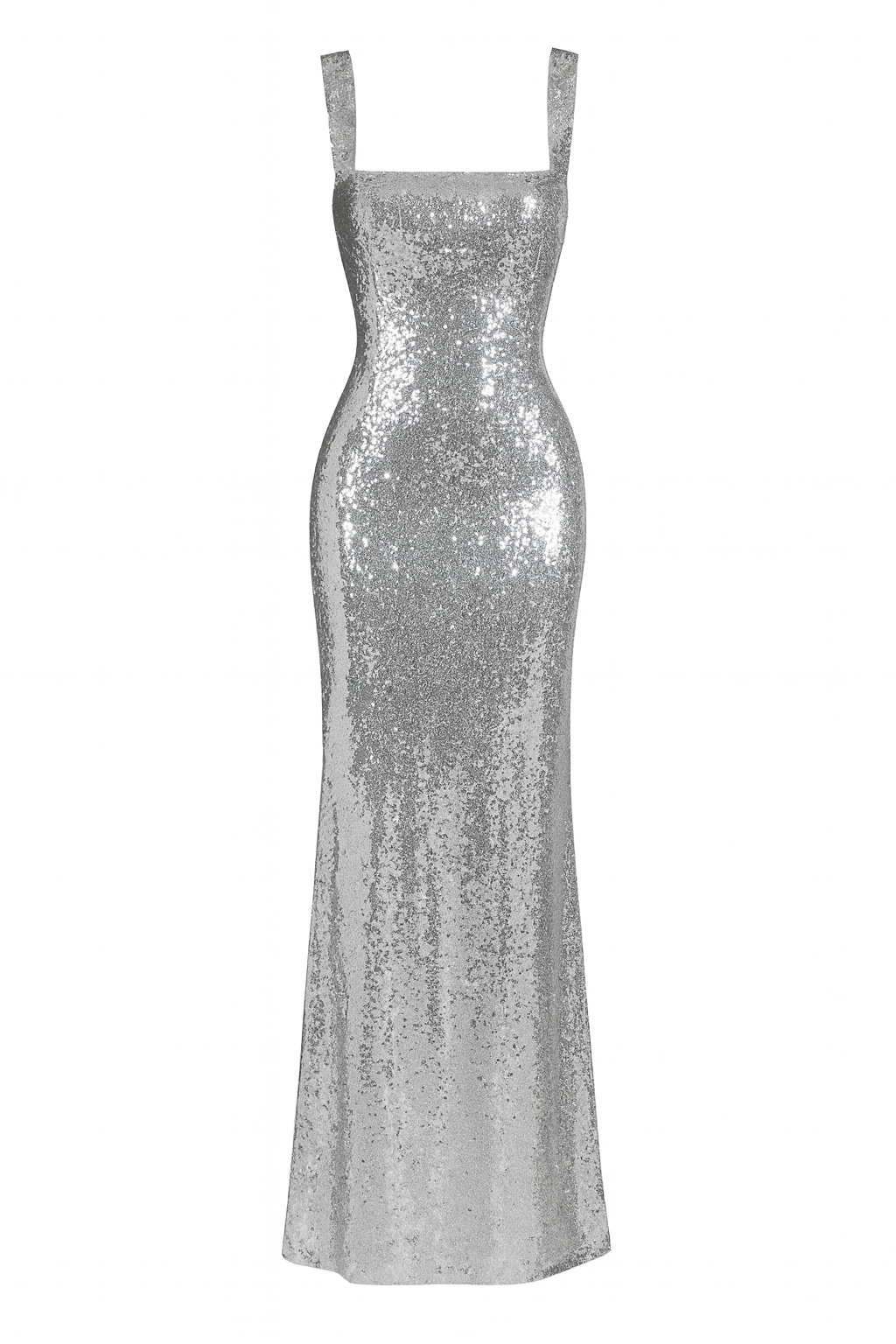 Silver Liquid-Metal Cutout Gown