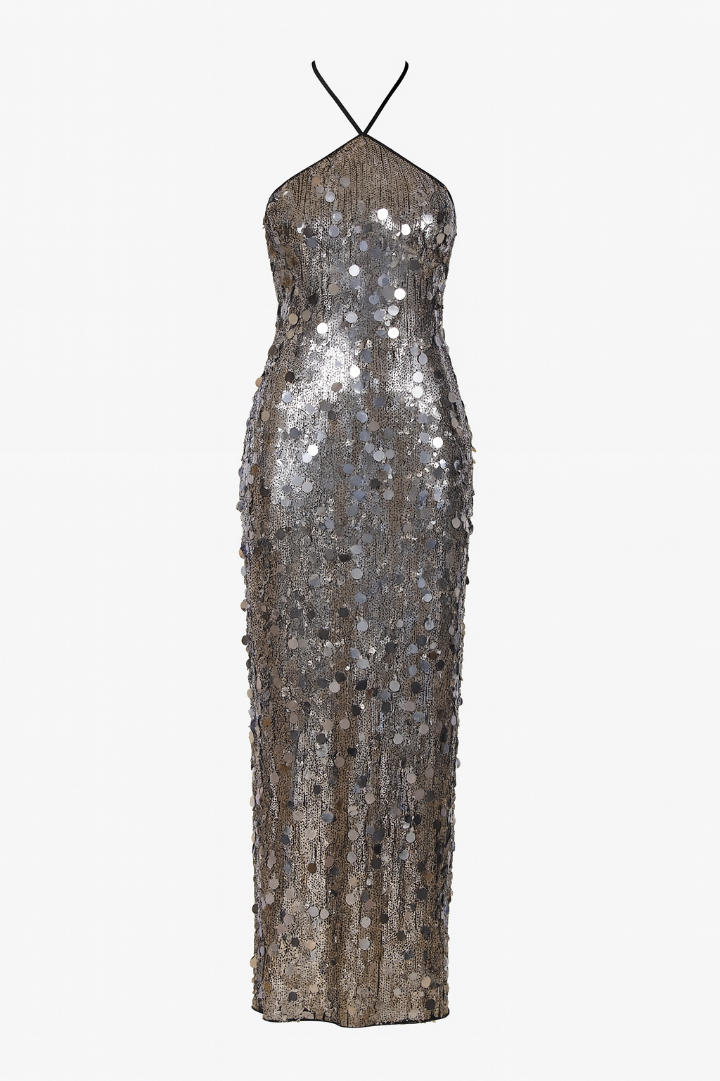 Aurelia Mirror Sequin Halter Gown