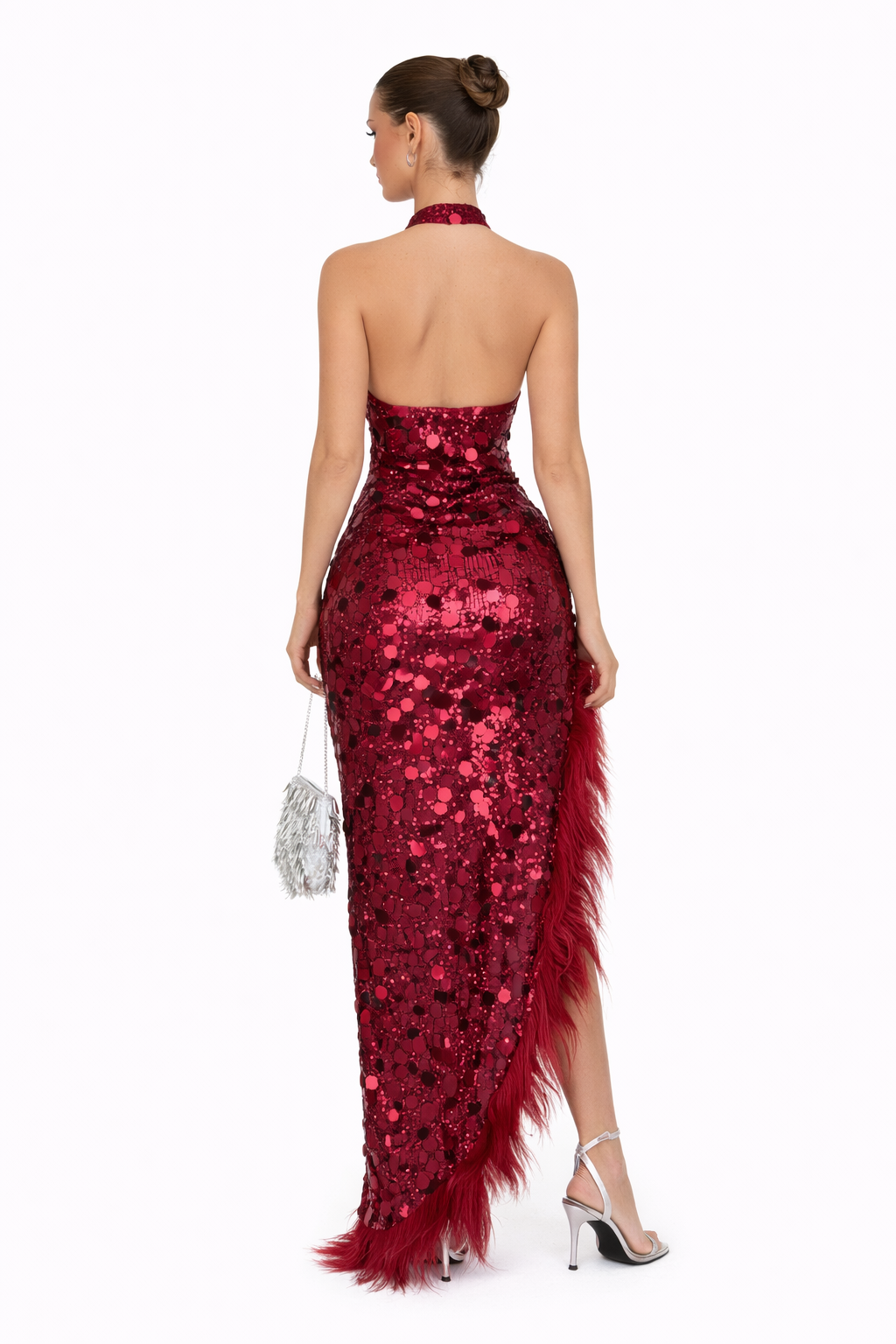 Chloe Sequin Halter Maxi Dress