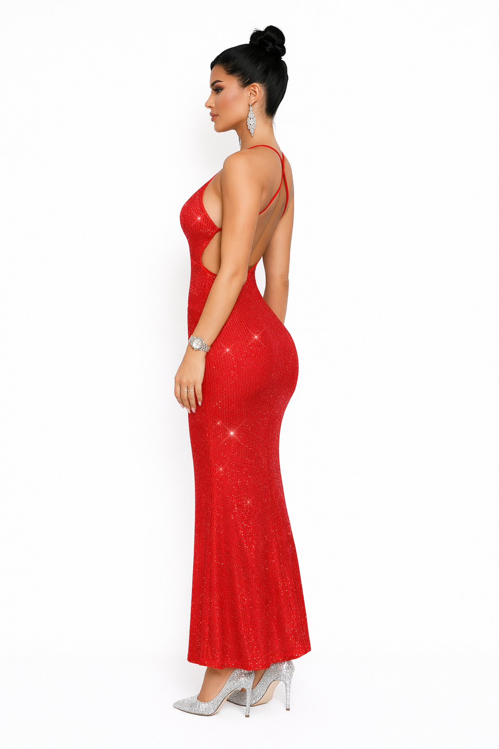 Kris Red Sequin Maxi Dress