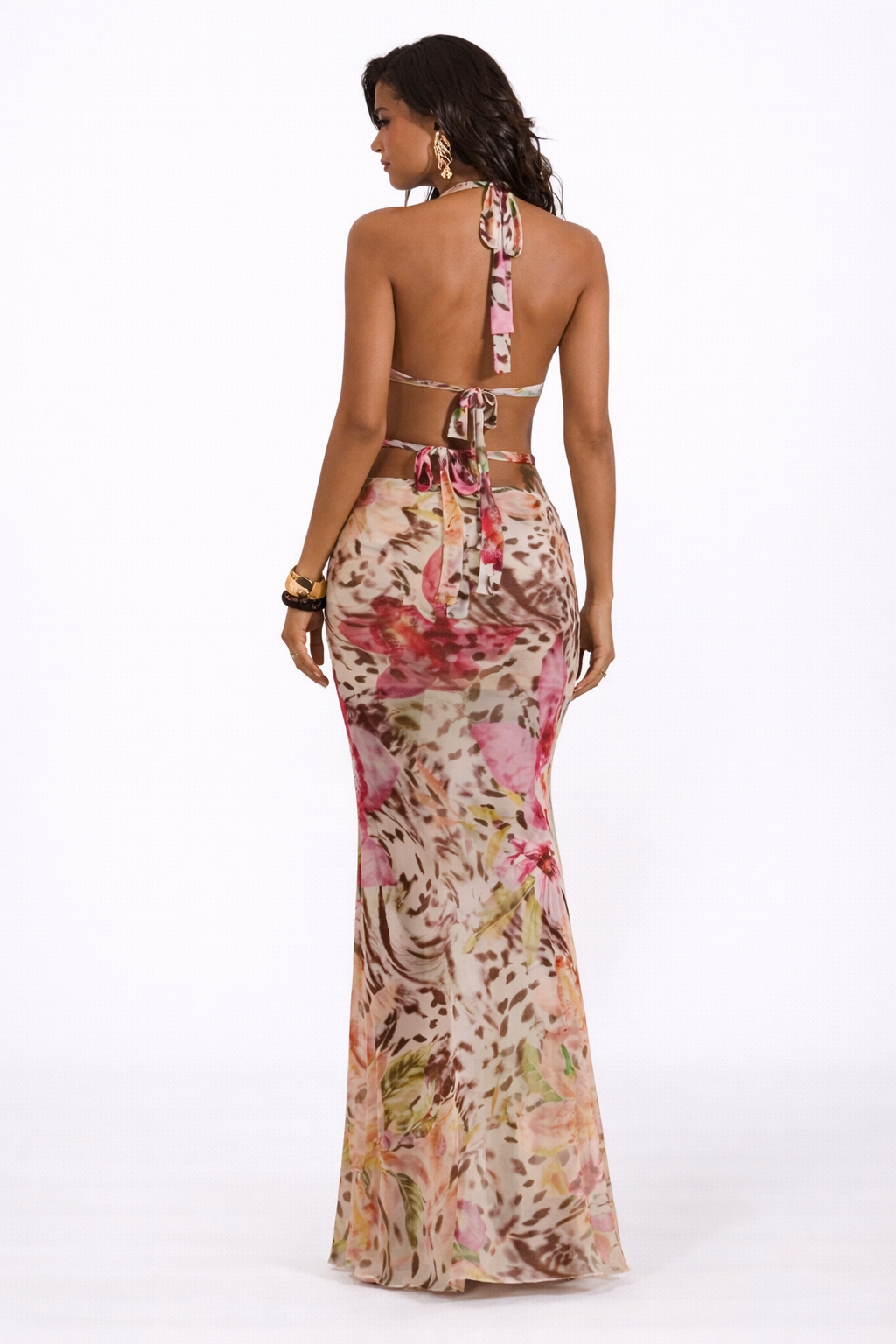 Rosette Floral Maxi Dress
