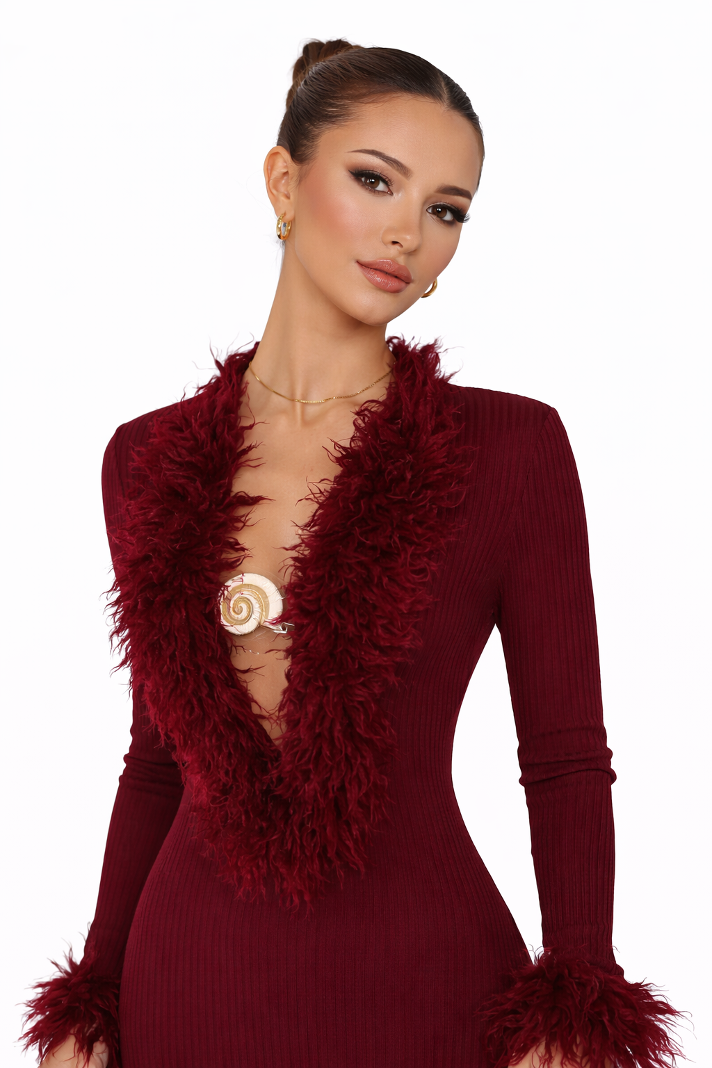 Marielle Feather Knit Midi Dress