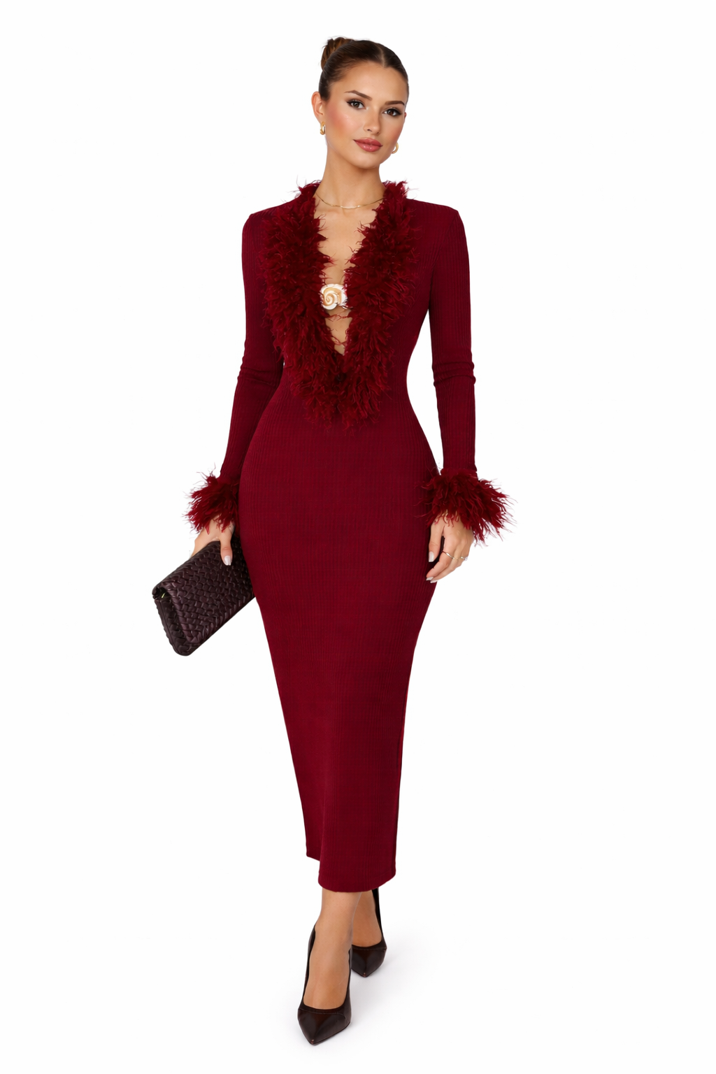 Marielle Feather Knit Midi Dress