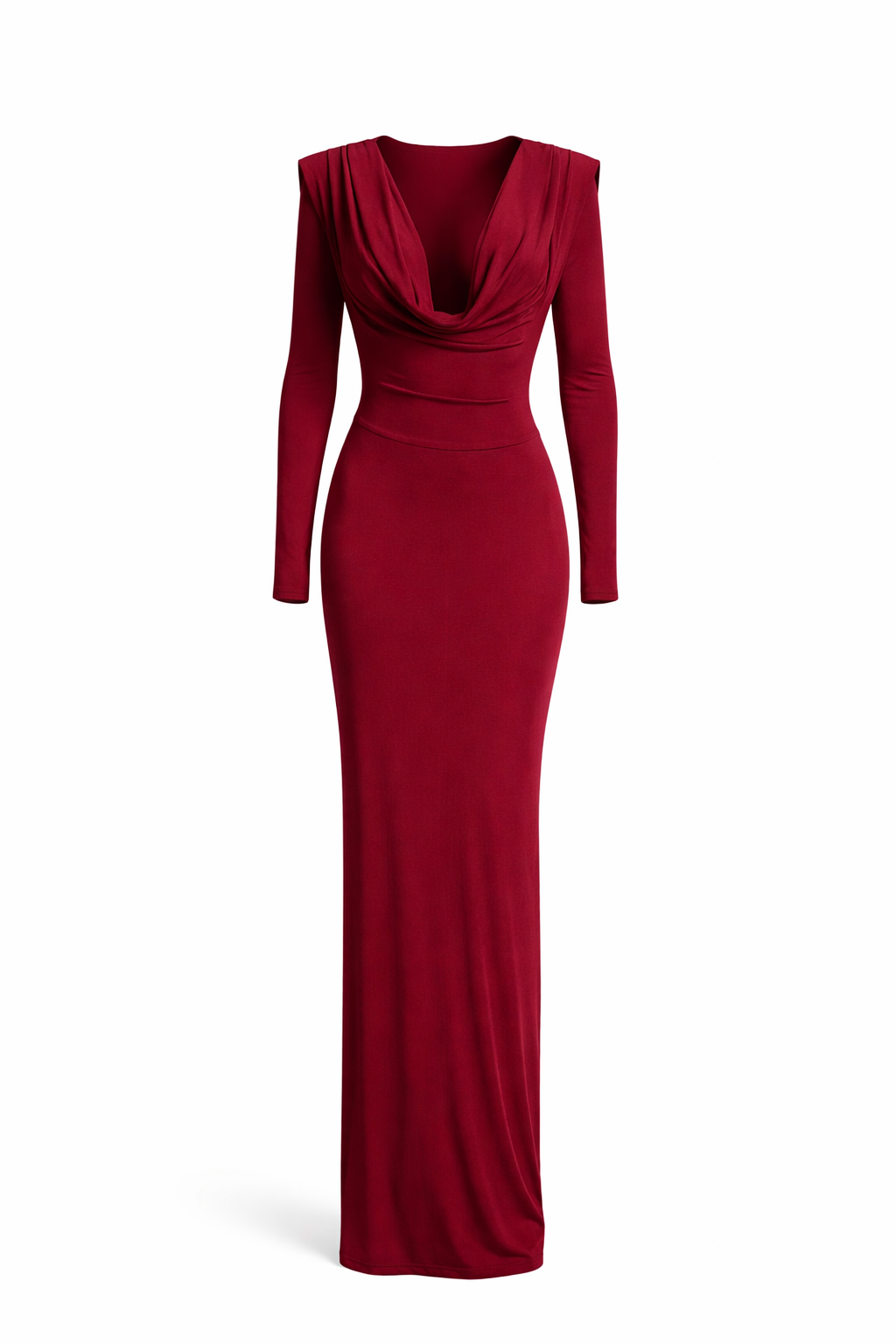 Sofia Draped Back Maxi Dress - Burgundy