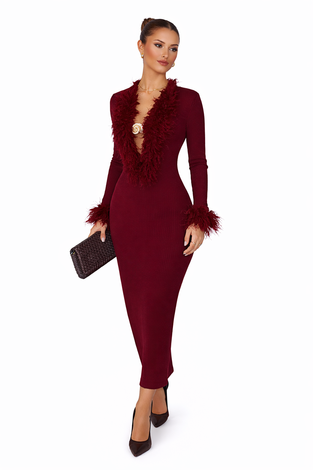 Marielle Feather Knit Midi Dress