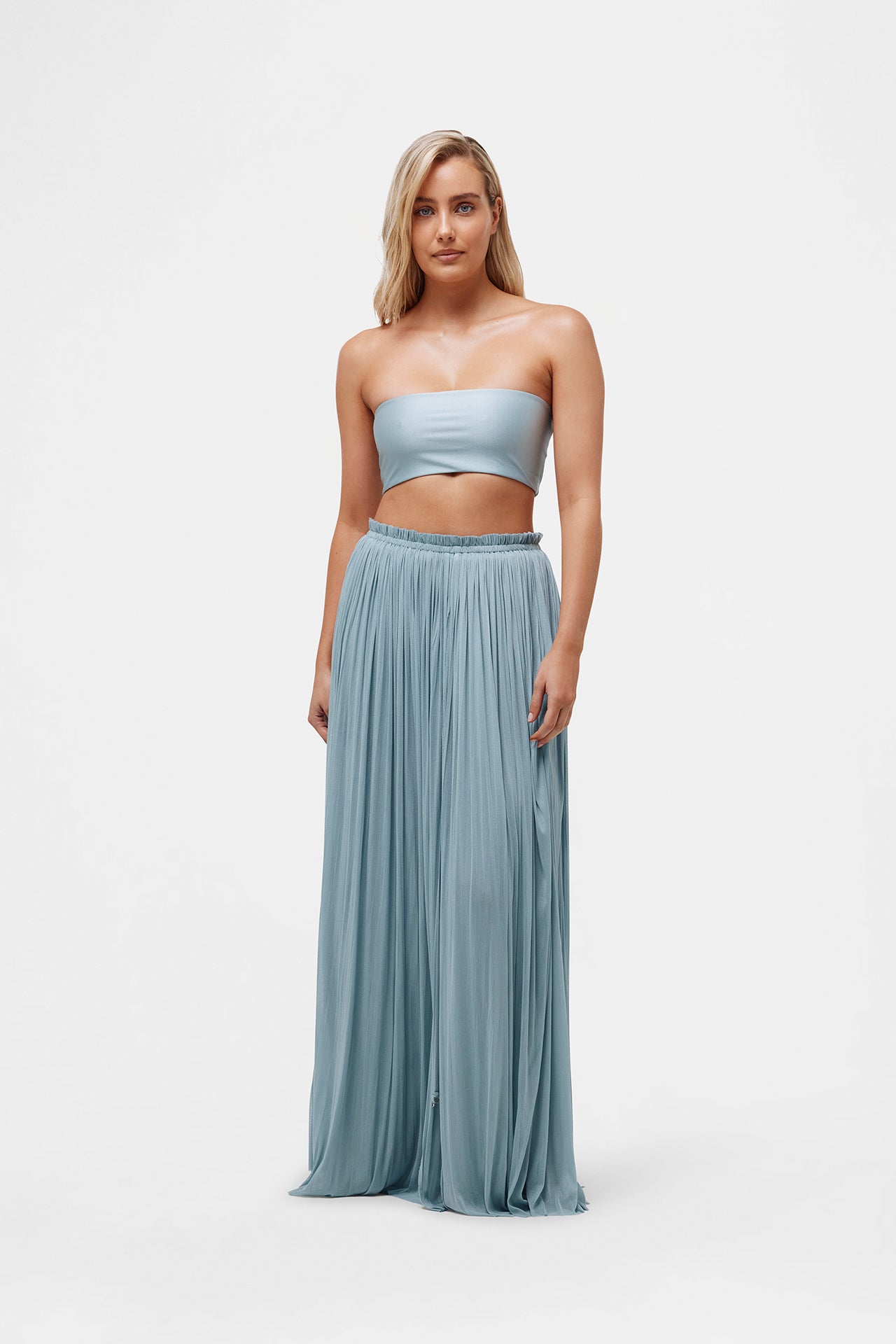 Ice Blue Silk Tulle Skirt