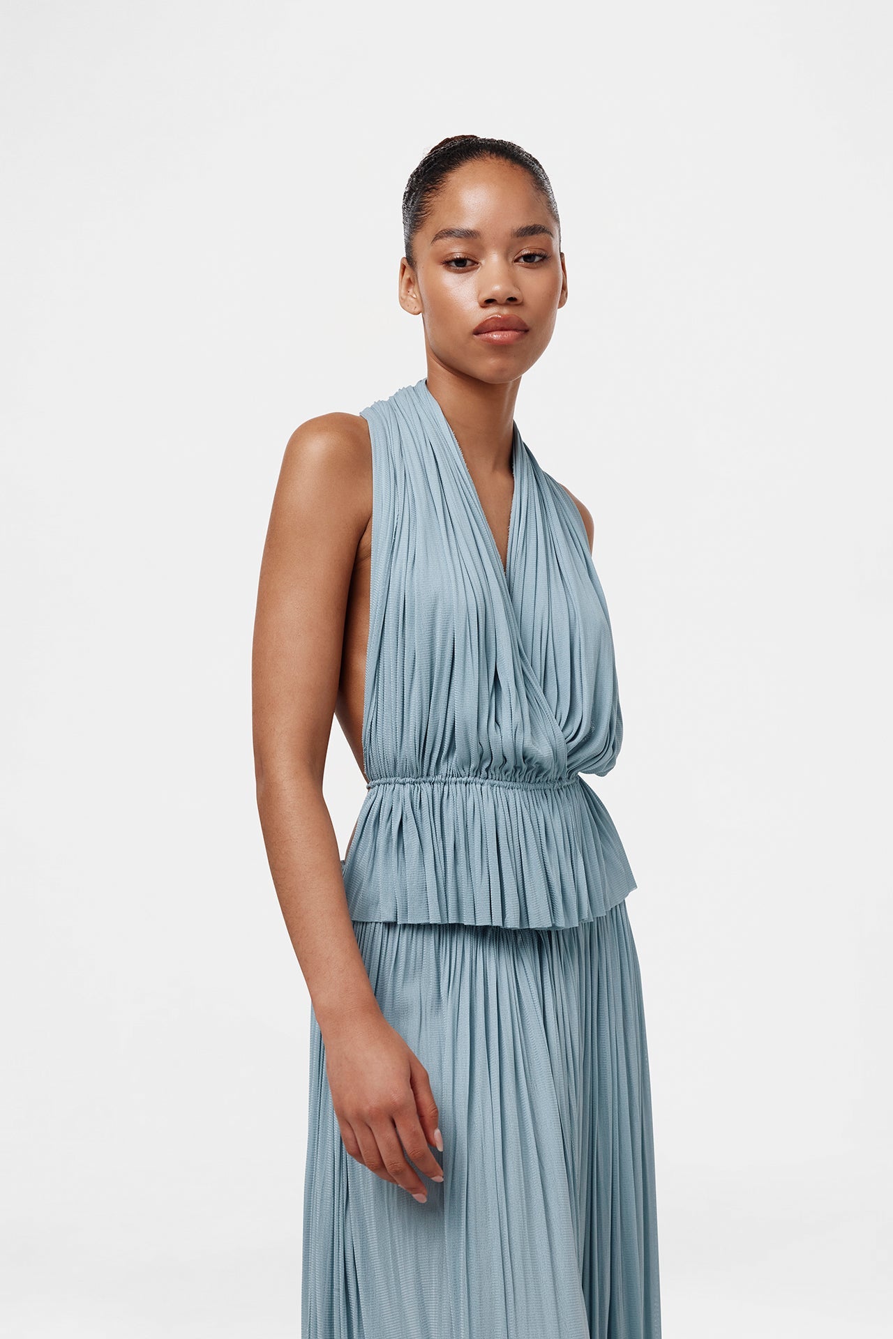 Ice Blue Silk Tulle Top