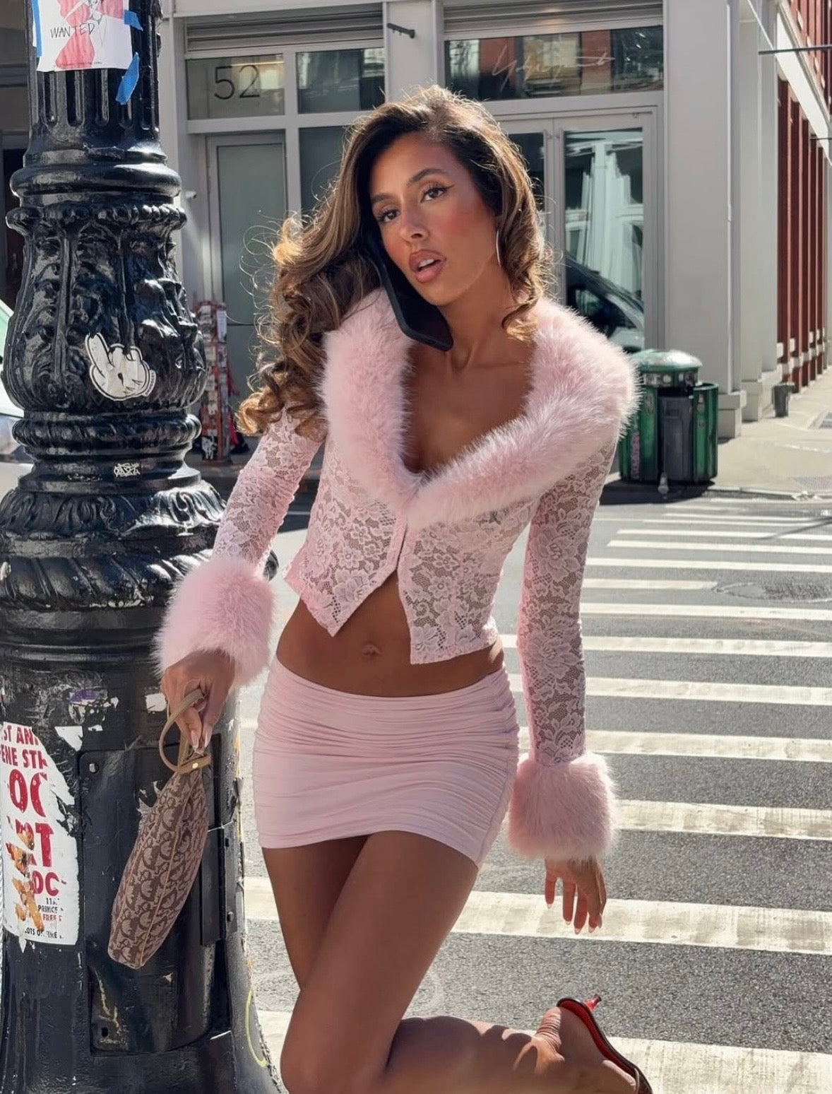 Valentina Lace Skirt Set - Pink