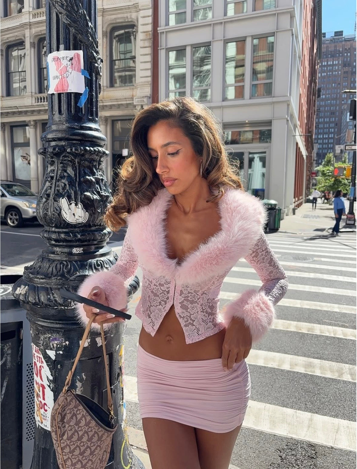 Valentina Lace Skirt Set - Pink