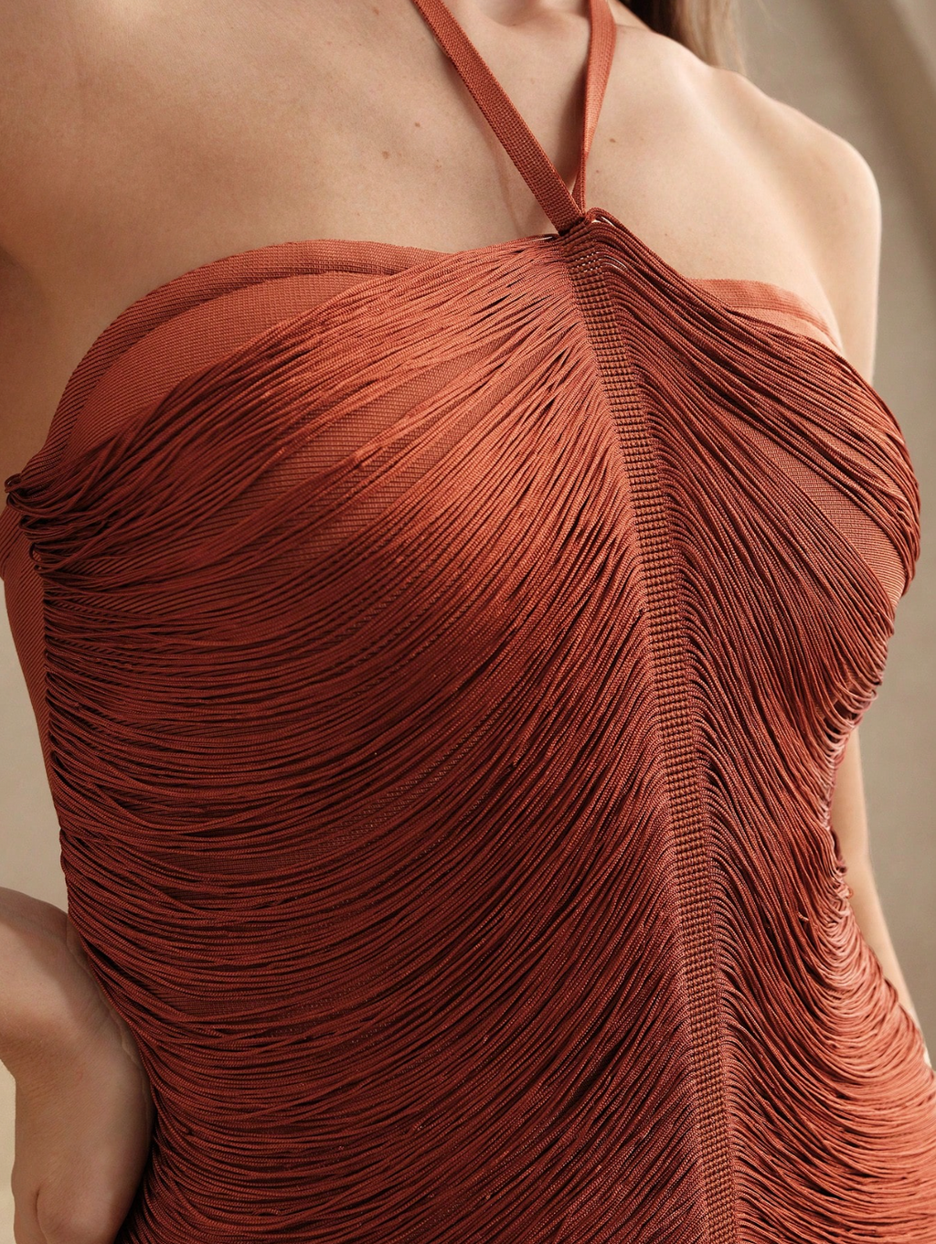 Gia Fringe Dress Bronze