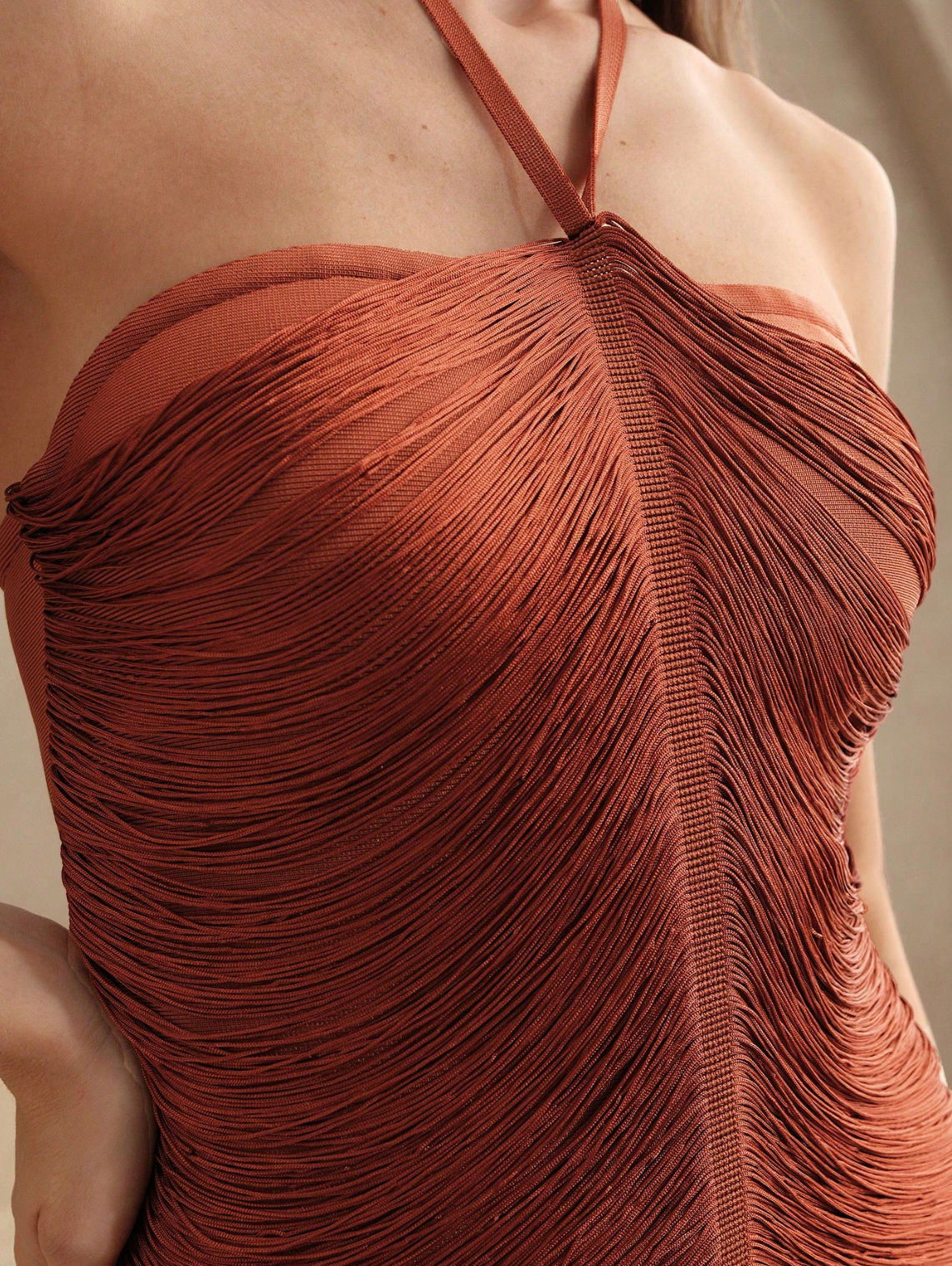 Gia Fringe Dress Bronze