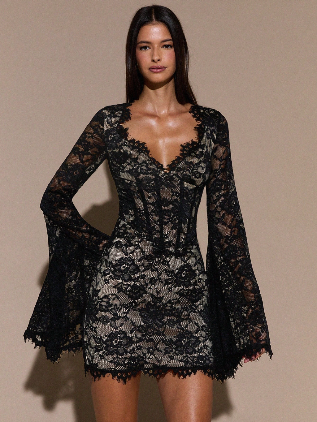 Seraphine Noir Lace Mini Dress