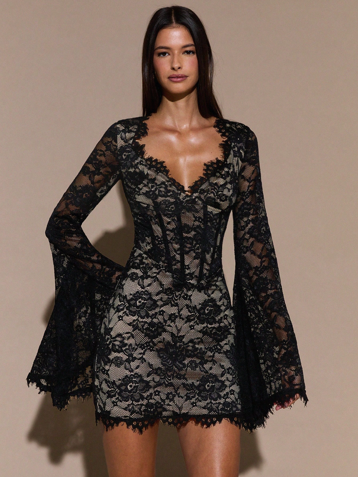 Seraphine Noir Lace Mini Dress