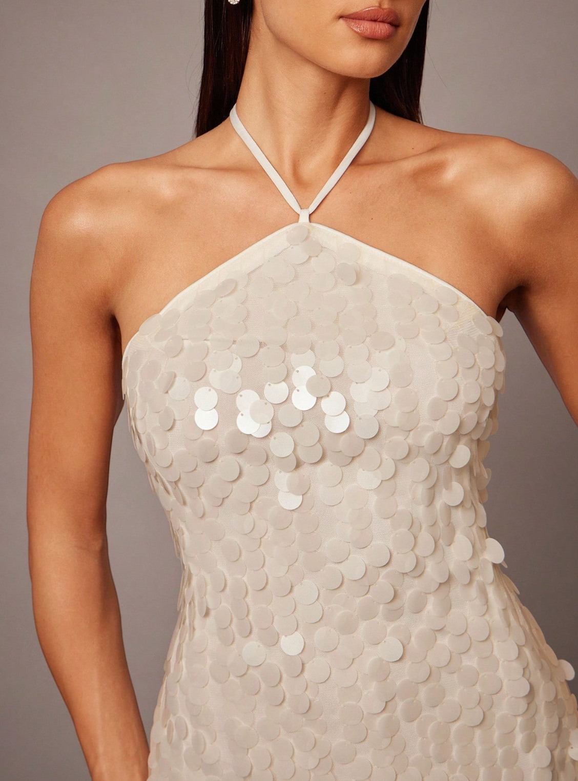 Diana Halter Sequin Maxi Dress - Ivory