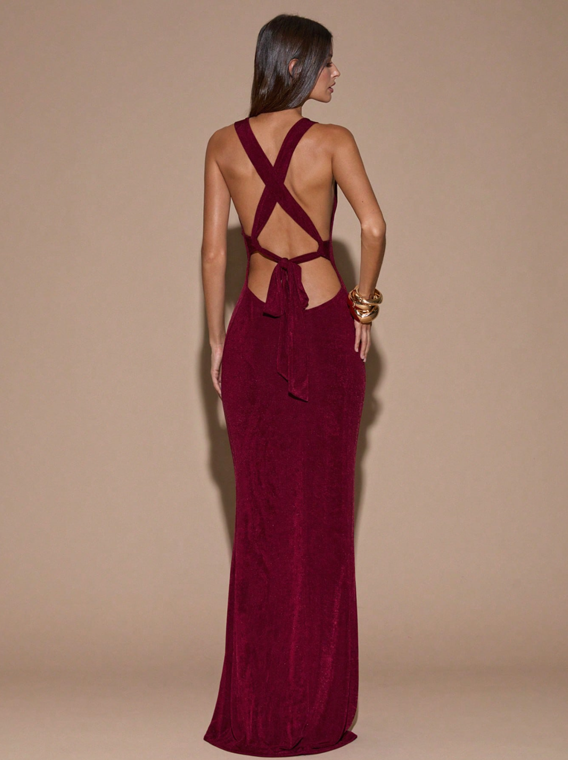 Irena Burgundy Draped Maxi Dress