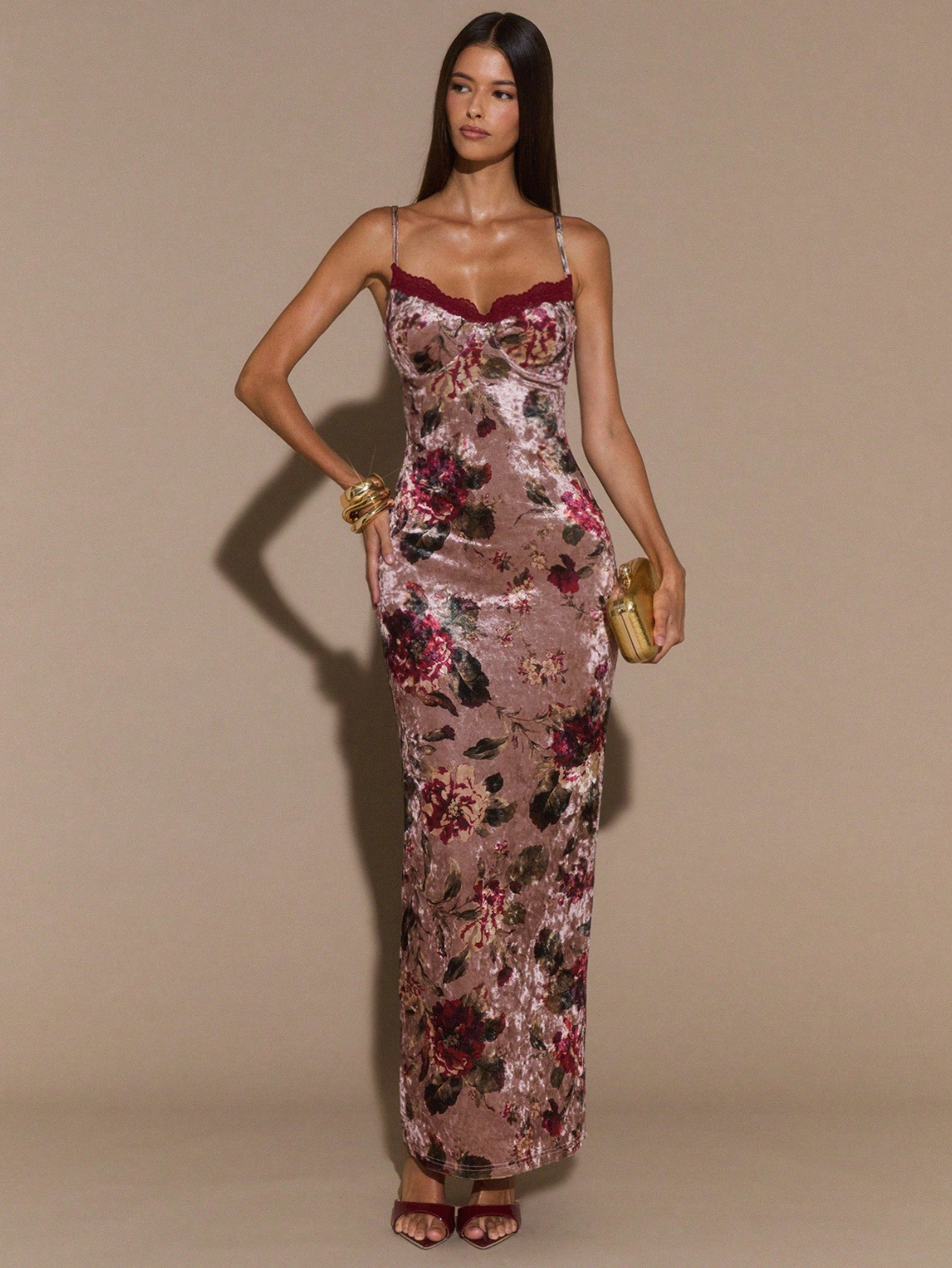 Rosalie Velvet Floral Maxi Dress