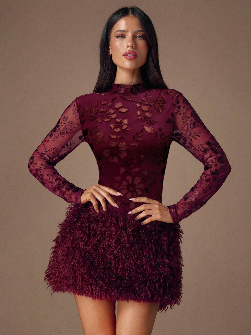 Camille Feather Floral Mini Dress