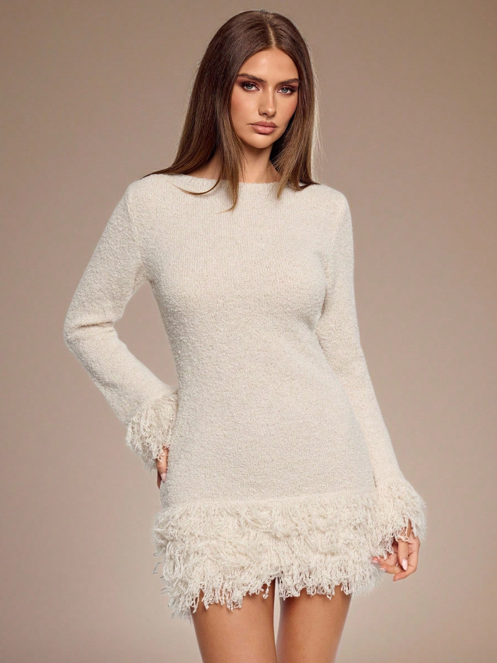 Camille Feather Knit Mini Dress