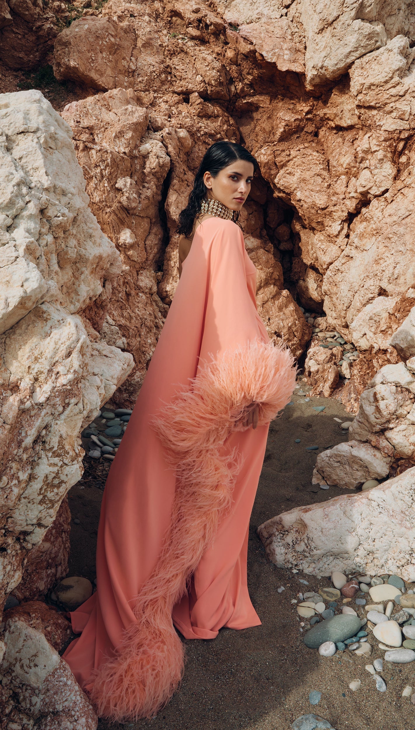 Fenix dress in sunset peach