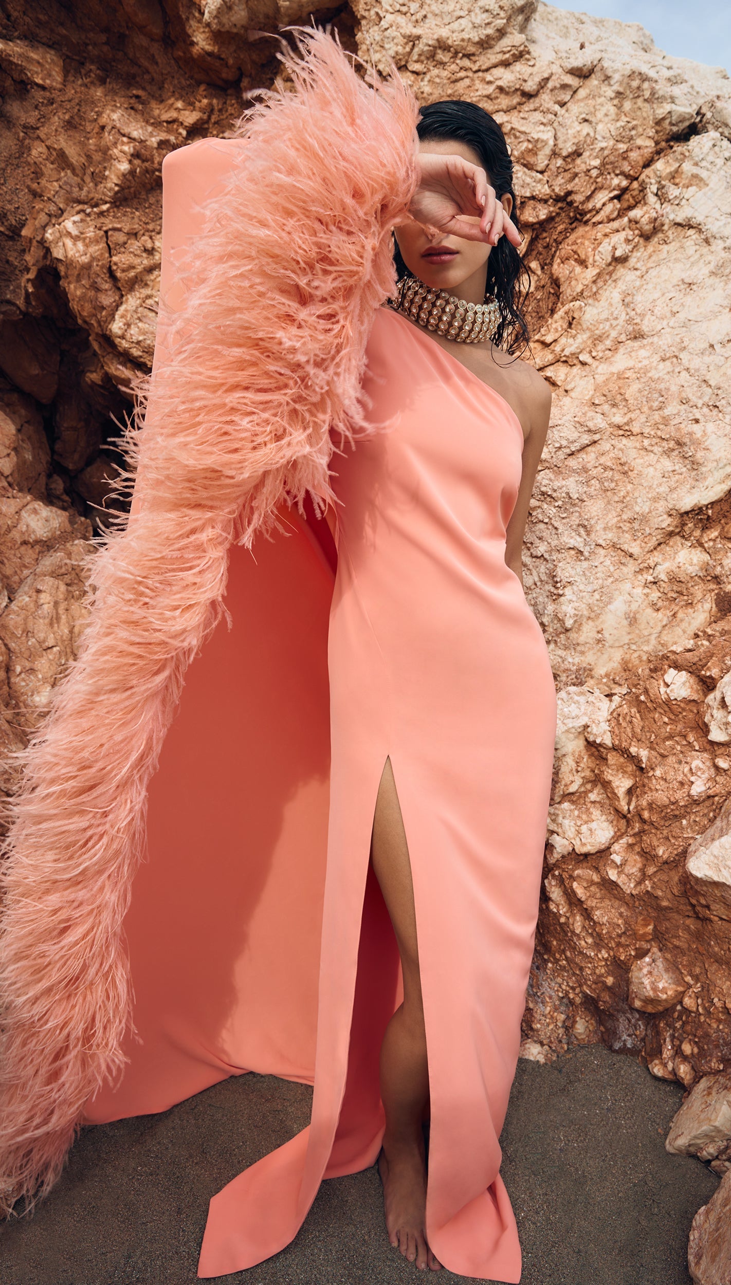 Fenix dress in sunset peach